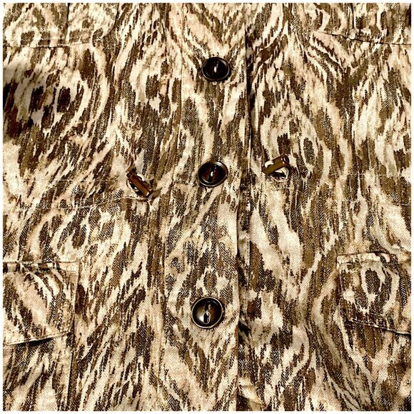 Chicos Jacket Womens 3 US XL Beige Brown Inkat Utility Relaxed Safari Lagenlook - Picture 16 of 16